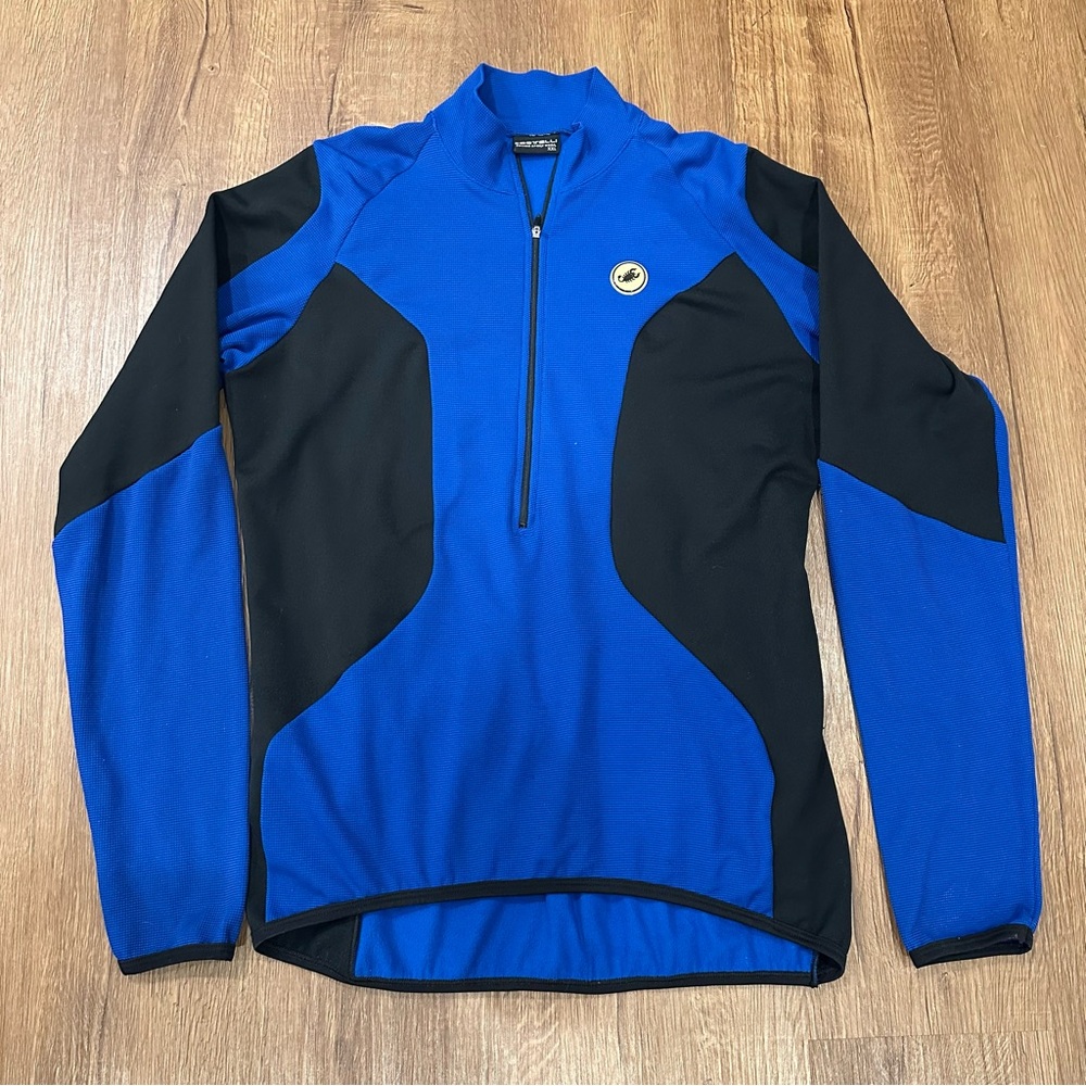 Vintage Castelli Fleece Lined Half Zip Bicycle Cycling Jersey Blue Men’s XXL
